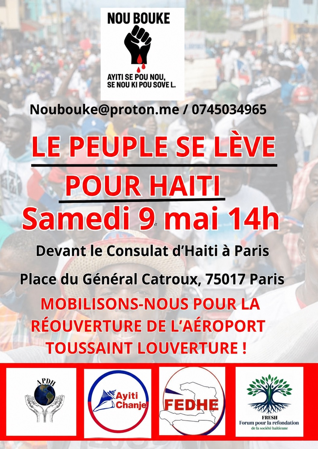 9 mai à Paris : mobilisation pour Haïti, réouverture de l’aéroport et réponses attendues